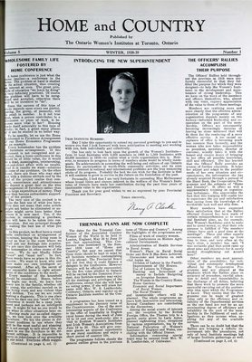 Home & Country Newsletters (Stoney Creek, ON), Winter 1938-39