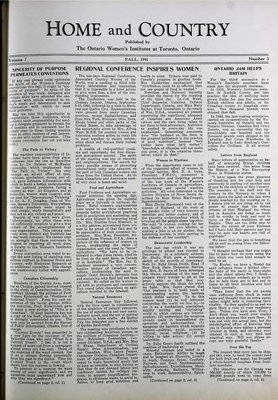 Home & Country Newsletters (Stoney Creek, ON), Fall 1941