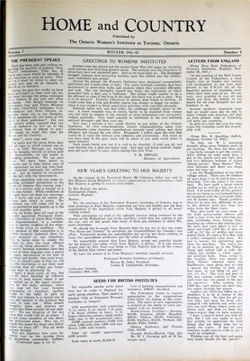 Home & Country Newsletters (Stoney Creek, ON), Winter 1941-42