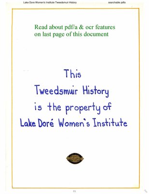 Lake Dore WI Tweedsmuir Community History, Volume 1