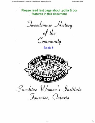 Sunshine WI Tweedsmuir Community History, Volume 5