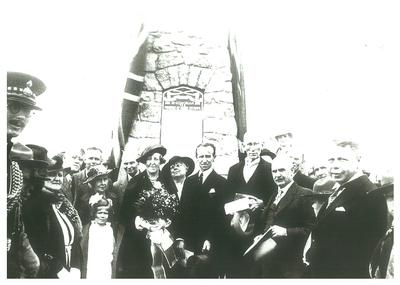 Unveiling of North Easthope Cairn with Lord and Lady Tweedsmuir, 1936