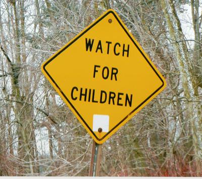 &quot;Watch for Children&quot; signs near Port Stanley