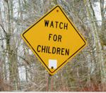 "Watch for Children" signs near Port Stanley