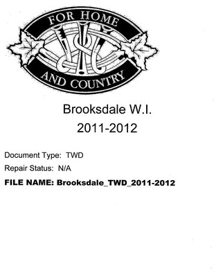 Brooksdale WI Tweedsmuir Community History, 2011-2012