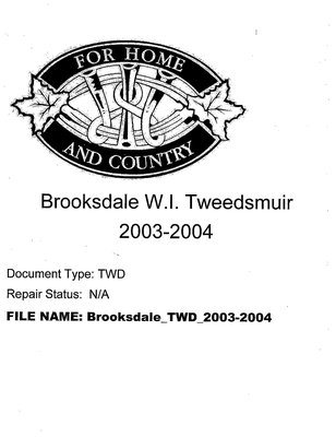 Brooksdale WI Tweedsmuir Community History: 2003-2004