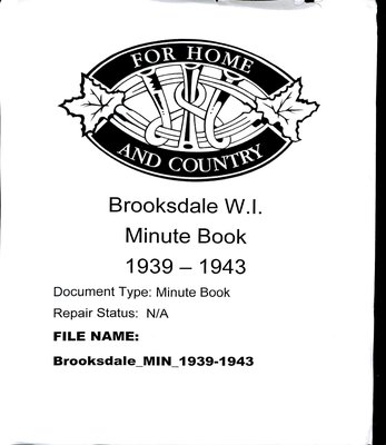 Brooksdale WI Minute Book: 1939-1943