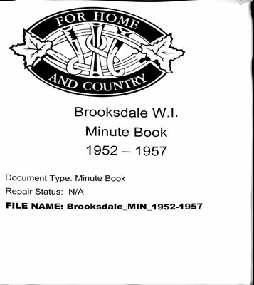 Brooksdale WI Minute Book: 1952-1957