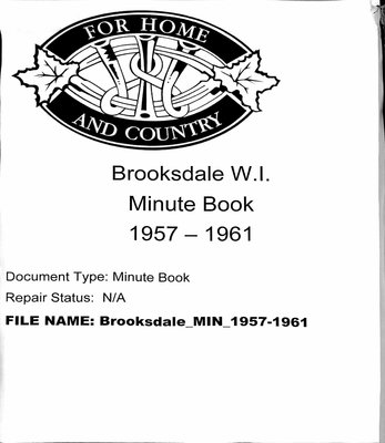 Brooksdale WI Minute Book: 1957-1961