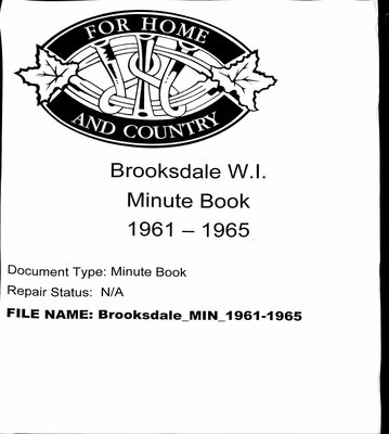 Brooksdale WI Minute Book: 1961-1965