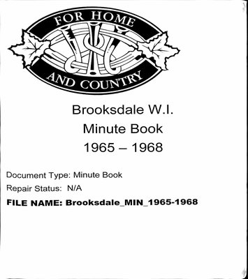 Brooksdale WI Minute Book: 1965-1968