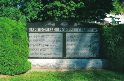 Springfield Pioneer Cemetery Headstone, Erected by the Springfield WI