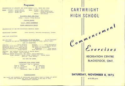 Blackstock WI Tweedsmuir Community History, Cartwright High School Scrapbook