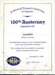 Castleton WI 100th Anniversary Certificate from FWIO, 2005