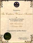 Castleton WI 95th Anniversary Certificate from Reeve Stuart Oliver, 2000