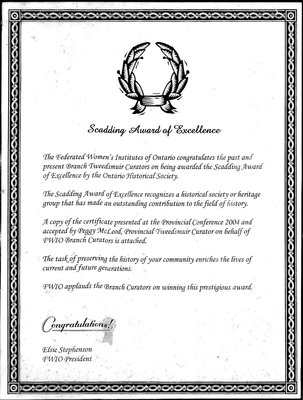 Castleton WI, Scadding Award of Excellence, 2004