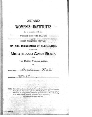 Cochrane District Minute Book, 1964-67