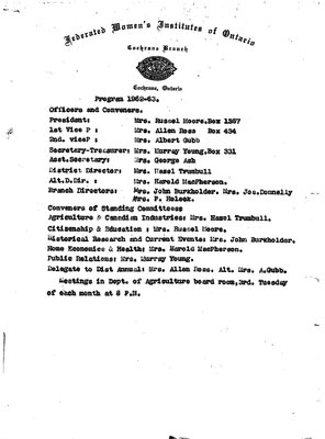 Cochrane WI Minute Book, 1957-63