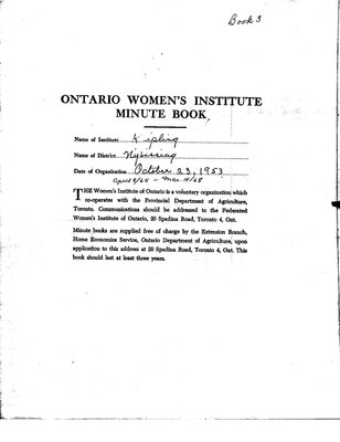 Kipling Women's Institute Minute Book, 1965-68