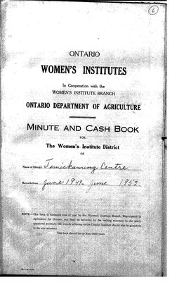 Temiskaming Centre District WI Minute Book, 1949-52