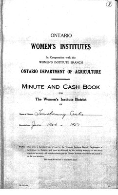 Temiskaming Centre District WI Minute Book, 1954-57