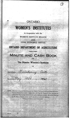 Temiskaming Centre District WI Minute Book, 1958-61