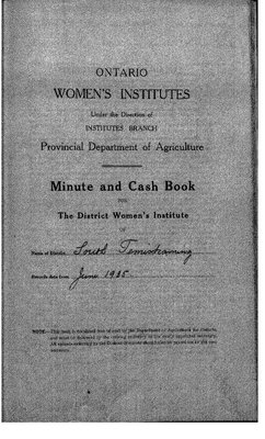 Temiskaming South District WI Minute Book, 1935-38