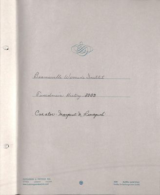 Beamsville WI Tweedsmuir Community History, Volume 11, 2003