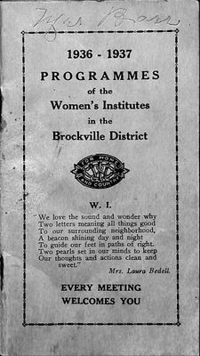 Brockville District WI Programme Book, 1936-1937