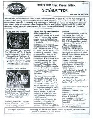 Renfrew South District WI Newsletters