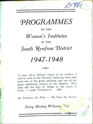 Renfrew South District WI Programs, 1947-48