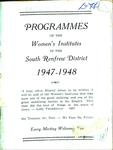 Renfrew South District WI Programs, 1947-48