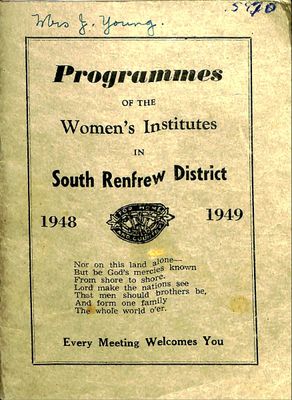 Renfrew South District WI Programs, 1948-49