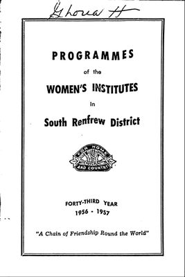 Renfrew South District WI Programs, 1956-57