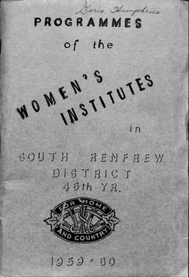 Renfrew South District WI Programs, 1959-60