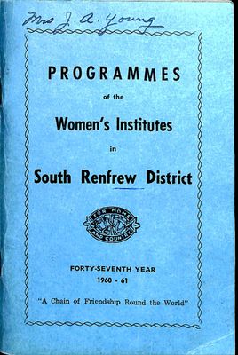 Renfrew South District WI Programs, 1960-61