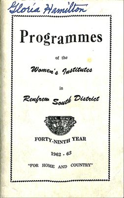 Renfrew South District WI Programs, 1962-63