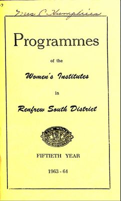 Renfrew South District WI Programs, 1963-64, 50th Anniversary