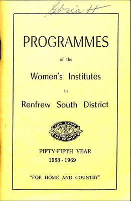 Renfrew South District WI Programs, 1968-69