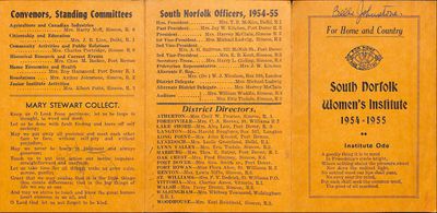 South Norfolk District WI Program Booklet, 1954-55