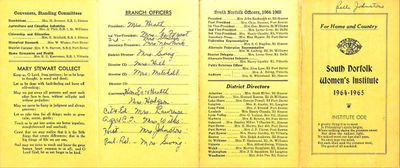 South Norfolk District WI Program Booklet 1964-65