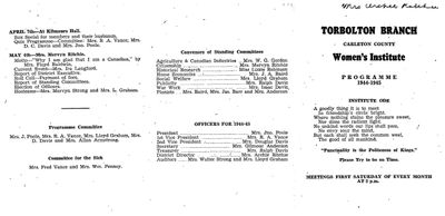 Torbolton WI Program Book 1944-45