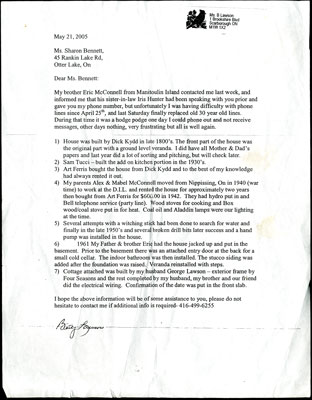 Letter about 45 Rankin Lake Road