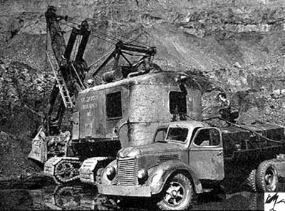 Truck and PH shovel: SRIM (~1945)