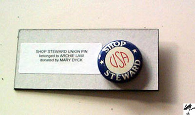 Shop Steward Pin Owned by Archie Law