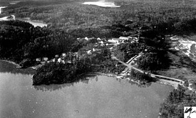 Aerial View of Skunk Hollow, Steep Rock Iron Mine (1945) - Main Camp(~1945)