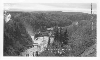 Power House and Falls, Black River, Heron Bay, Ontario