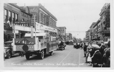 Diamond Jubilee Parade on Victoria Ave, Fort William, Ontario - July 1, 1927