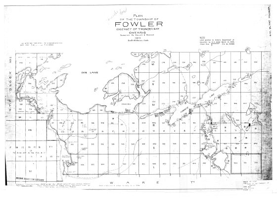 Plan of the Township of Fowler : District of Thunder Bay Ontario