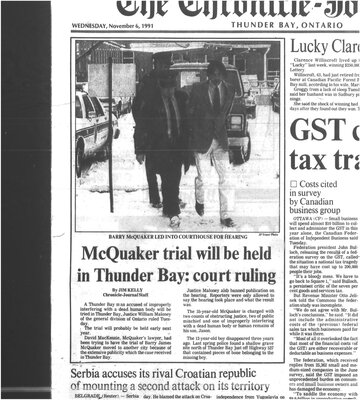 McQuaker trial will be held in Thunder Bay : court ruling